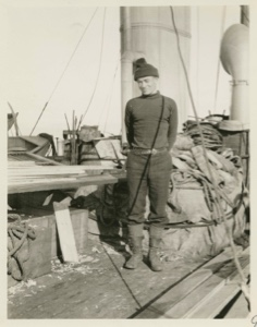 Image of George Borup on deck of S.S. Roosevelt